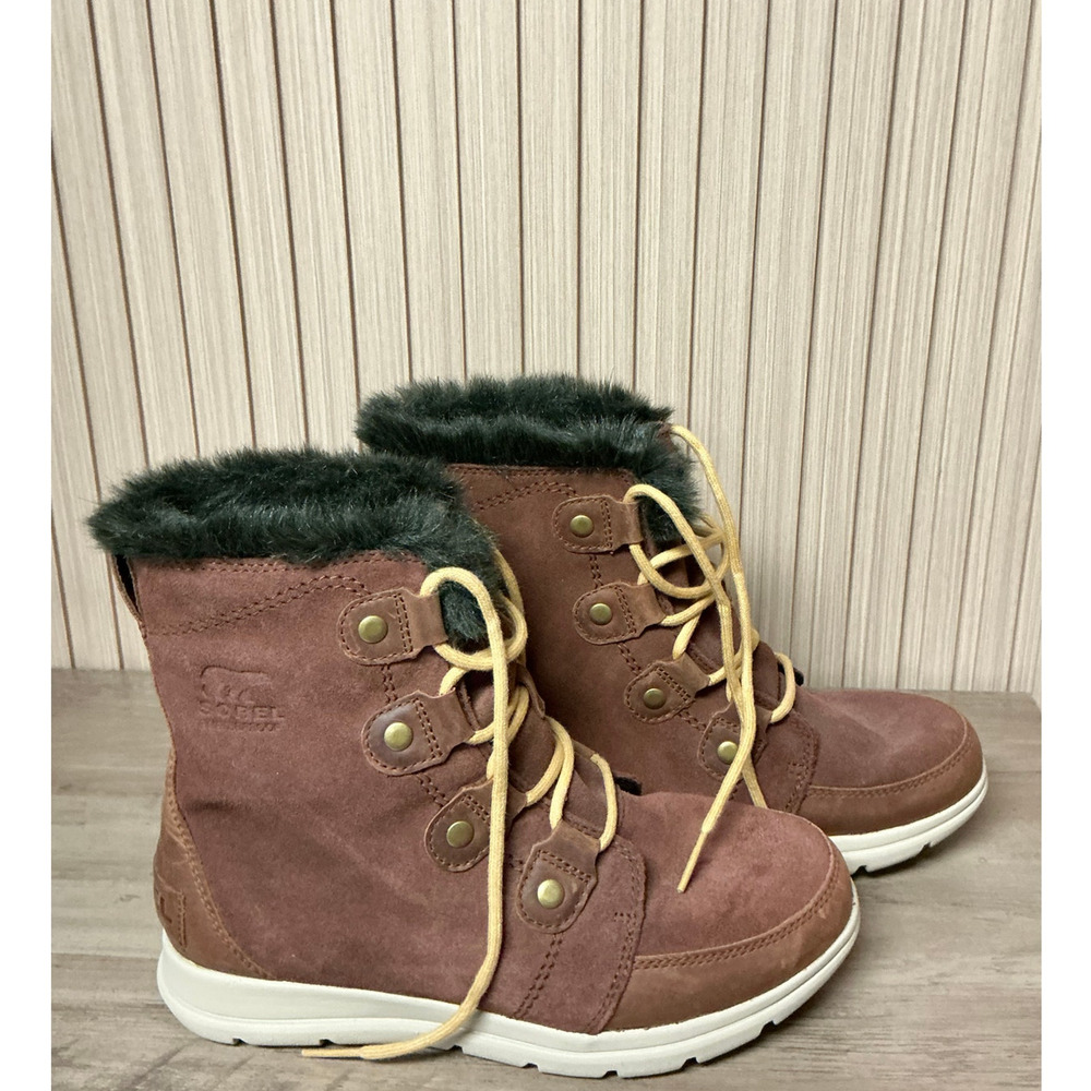 Sorel Explorer Joan Waterproof Suede Faux Fur Boots Women’s Size 9